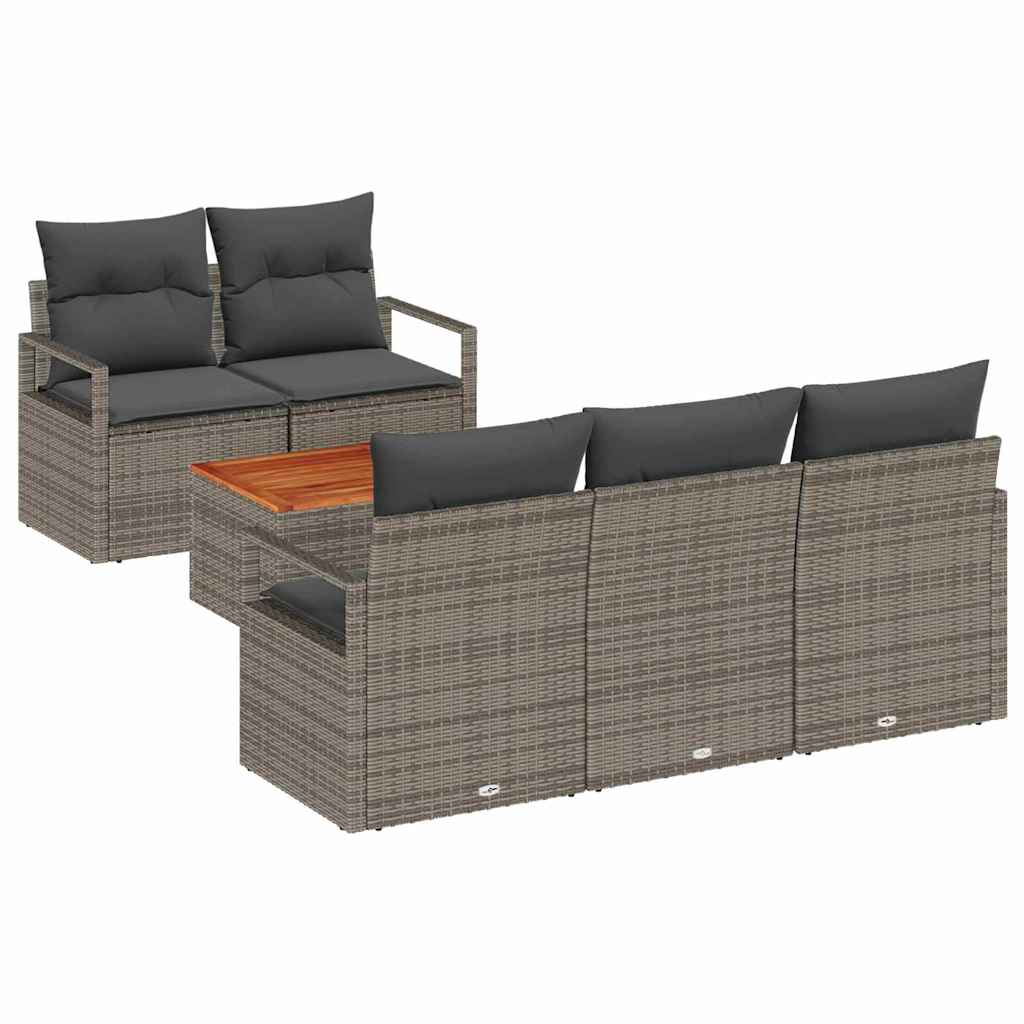 Ensemble de canapé de jardin avec coussin 6 pcs Gris polyrotin - XIOS