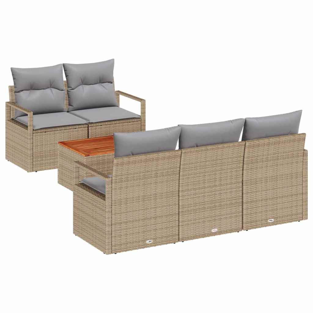 Ensemble de canapé de jardin avec coussin 6 pcs Beige polyrotin - XIOS
