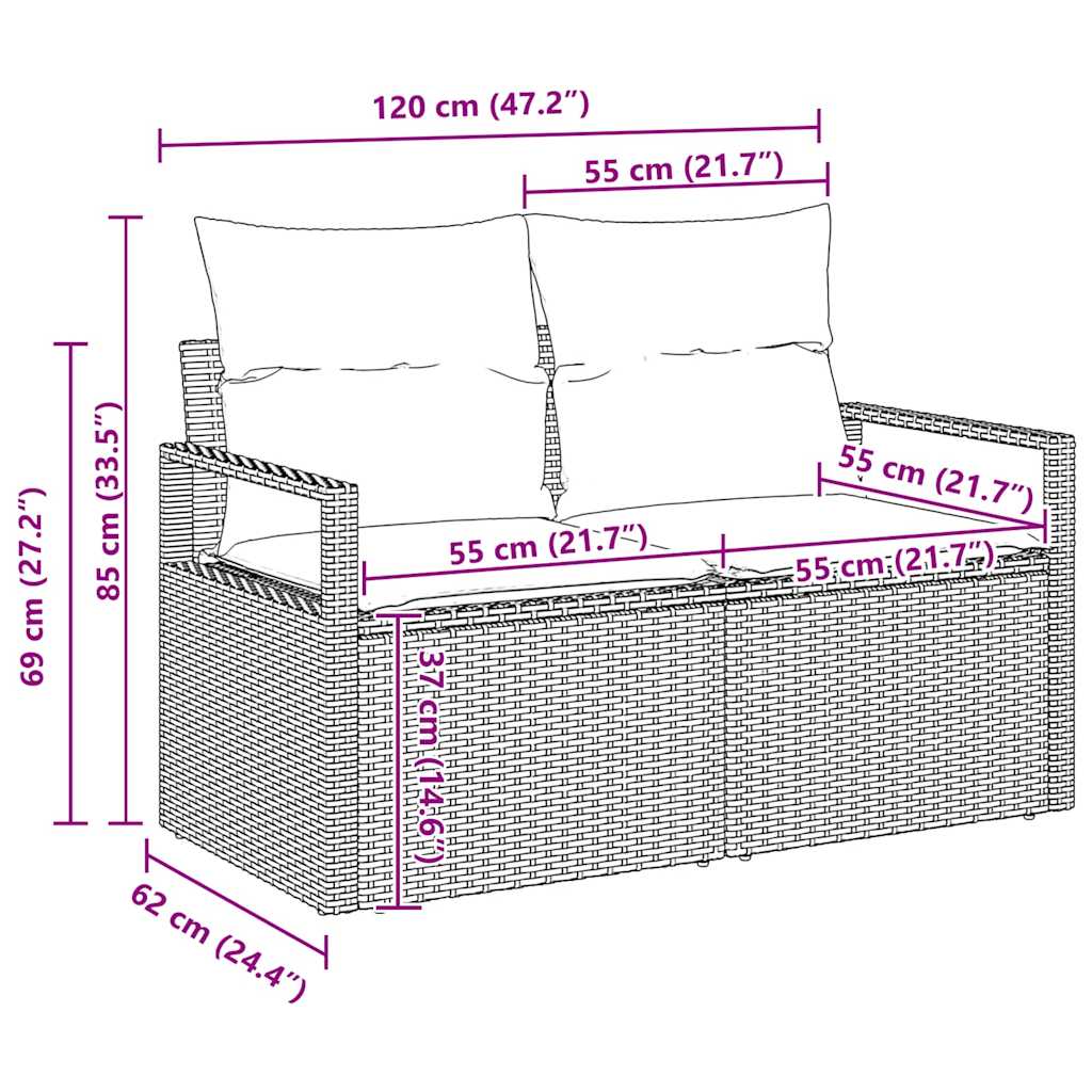 Ensemble de canapé de jardin avec coussin 6 pcs Beige polyrotin - XIOS