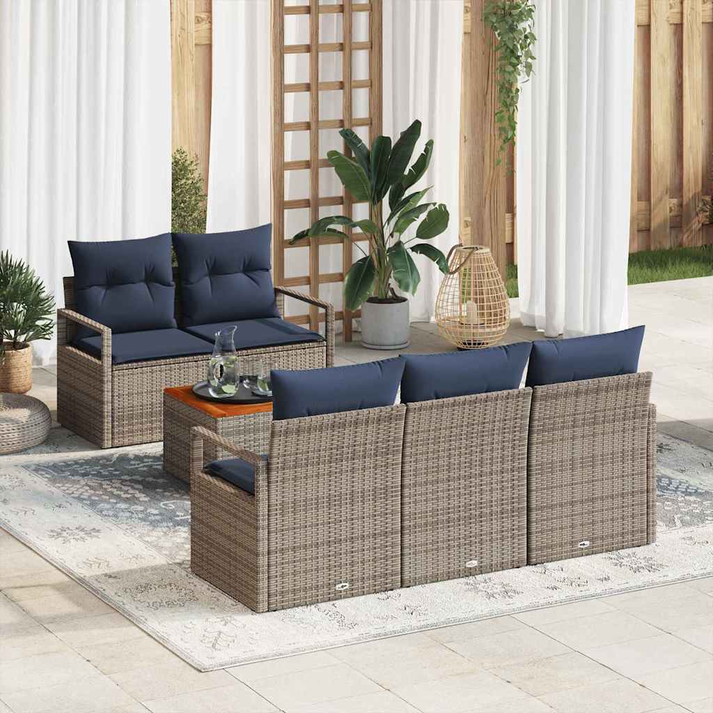 Ensemble de canapé de jardin avec coussin 6 pcs Gris polyrotin - XIOS