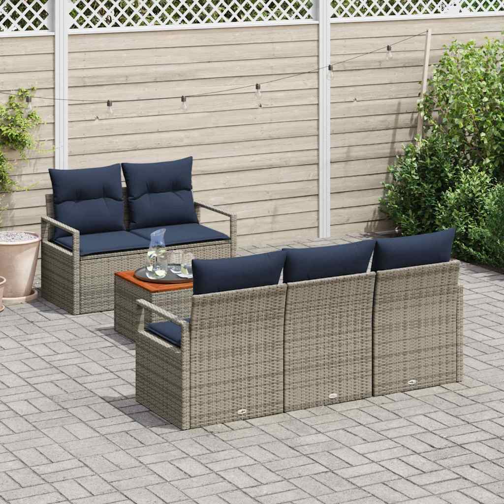 Ensemble de canapé de jardin avec coussin 6 pcs Gris polyrotin - XIOS