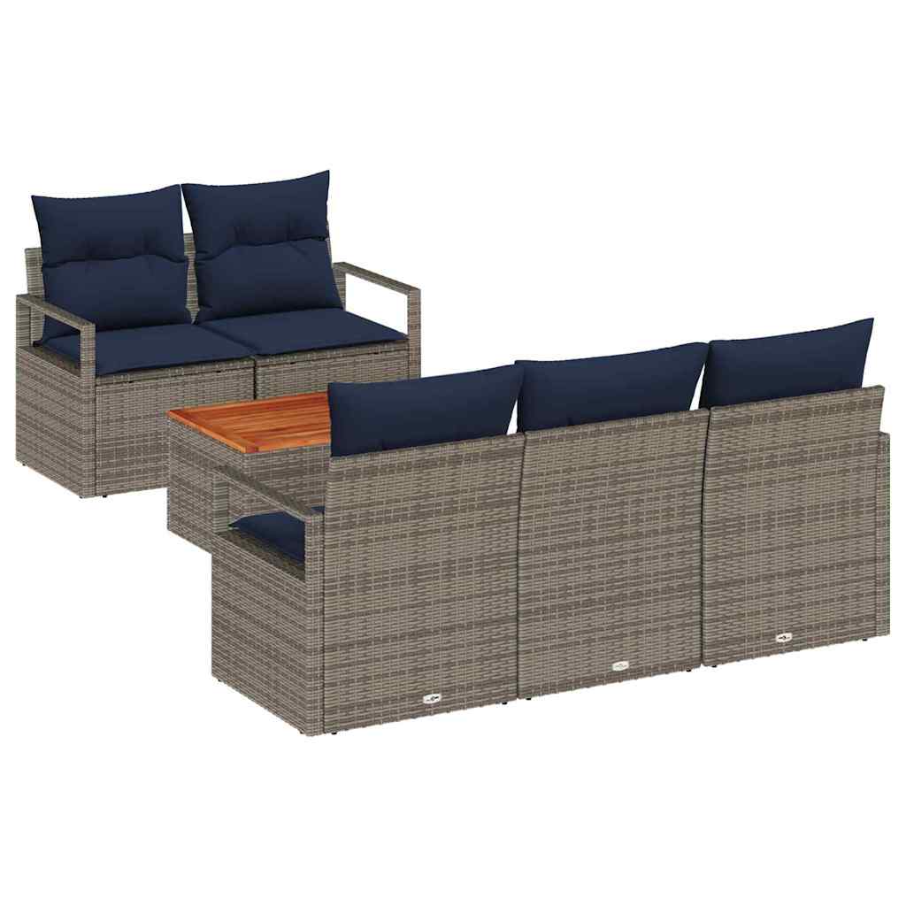 Ensemble de canapé de jardin avec coussin 6 pcs Gris polyrotin - XIOS