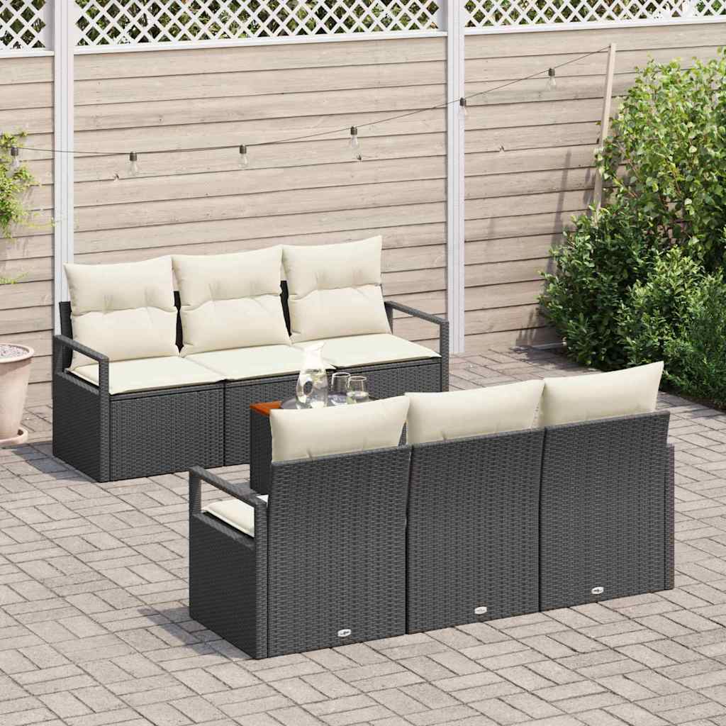 Ensemble de canapé de jardin avec coussin 7 pcs Noir polyrotin