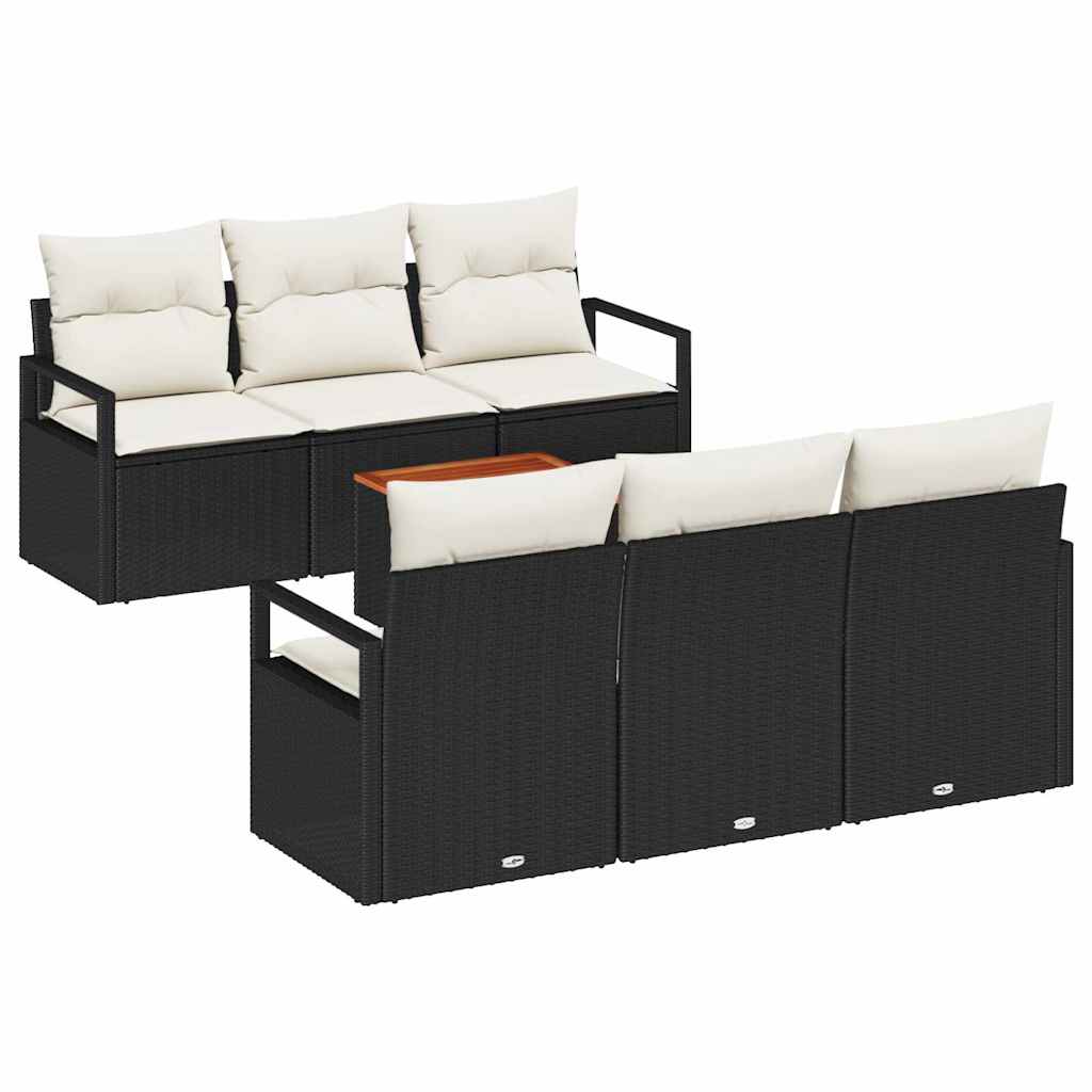 Ensemble de canapé de jardin avec coussin 7 pcs Noir polyrotin