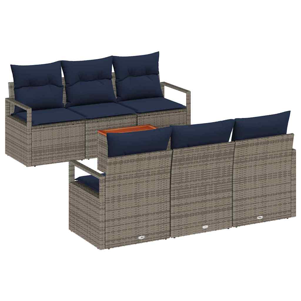 Ensemble de canapé de jardin avec coussin 7 pcs Gris polyrotin