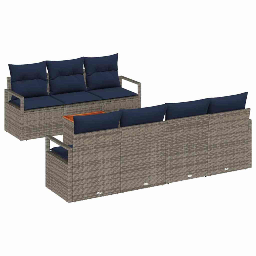 Ensemble de canapé de jardin 8 pc Gris polyrotin