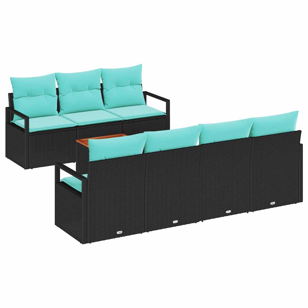 Ensemble de canapé de jardin avec coussin 8 pcs Noir polyrotin