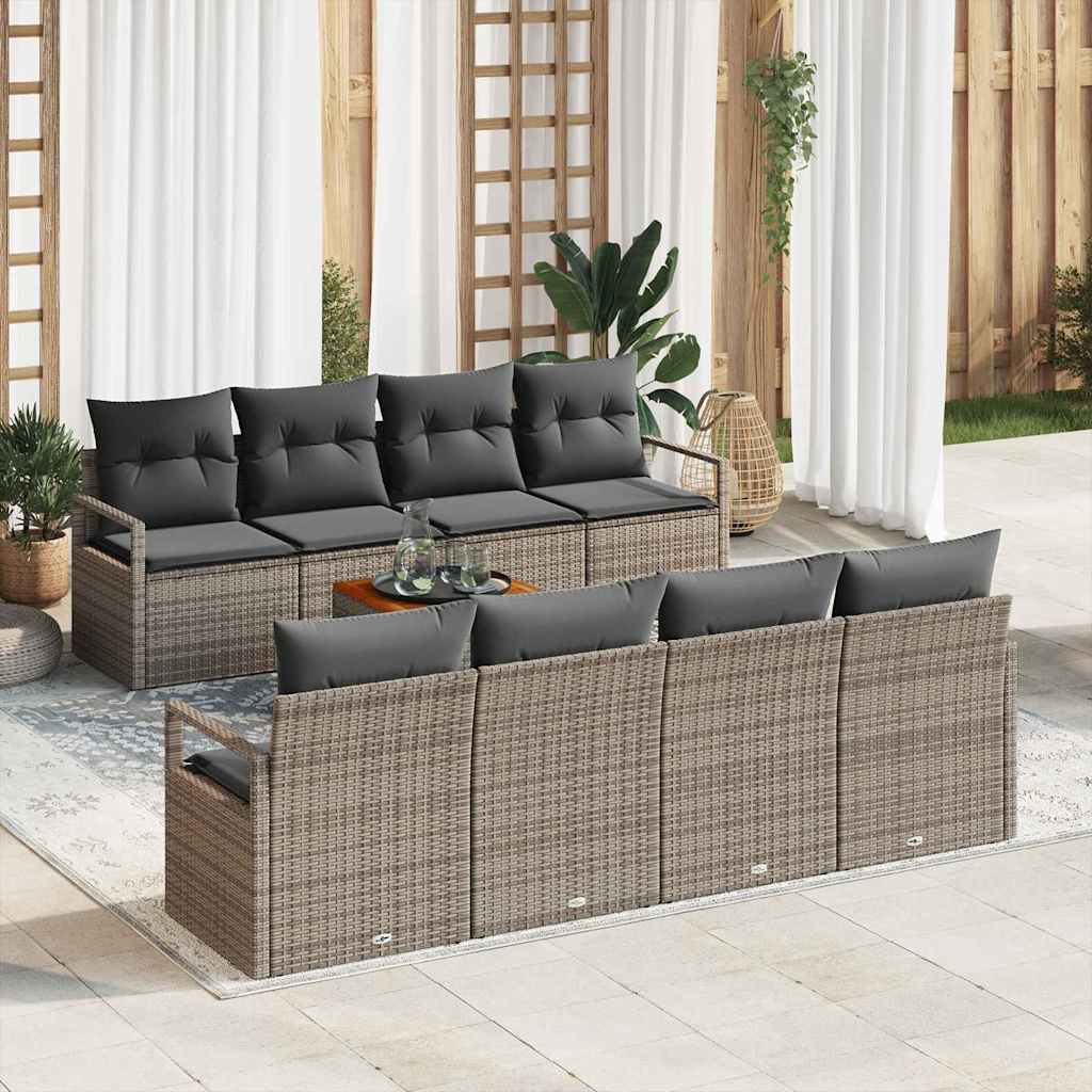 Ensemble de canapé de jardin avec coussin 9 pcs Gris polyrotin