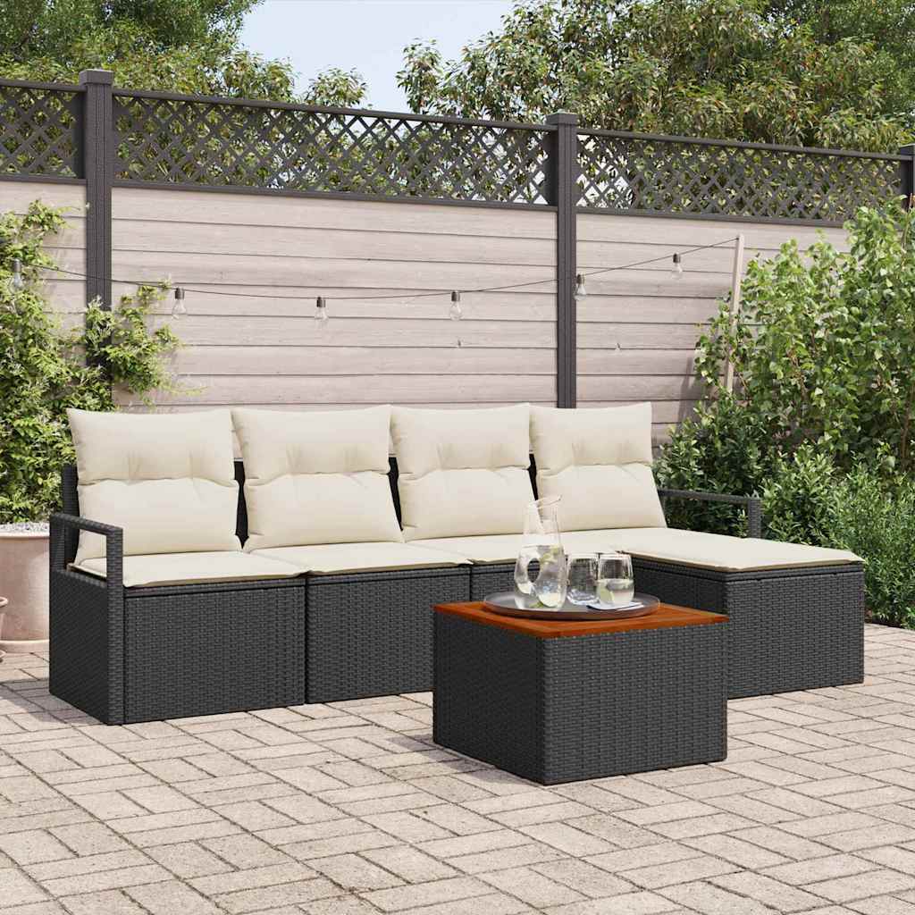 Ensemble de canapé de jardin 6 pc Noir polyrotin