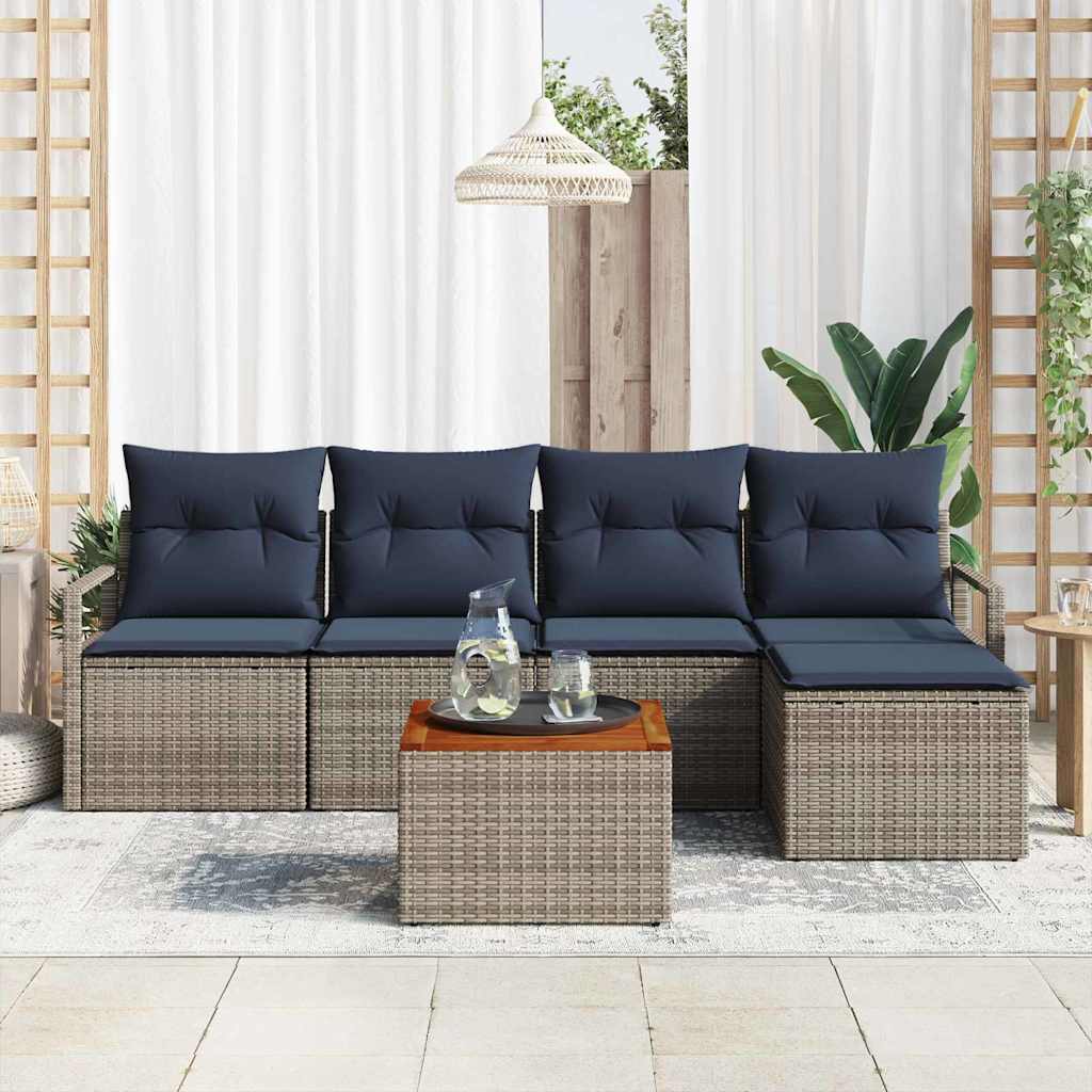 Ensemble de canapé de jardin 6 pc Gris polyrotin