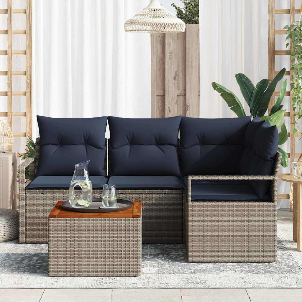 Ensemble de canapé de jardin avec coussin 5 pcs Gris polyrotin
