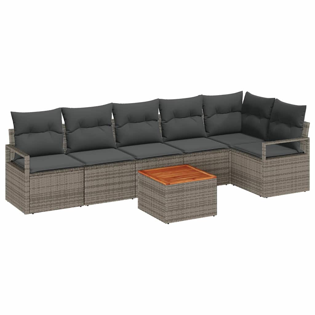 Ensemble de canapé de jardin avec coussin 7 pcs Gris polyrotin - XIOS