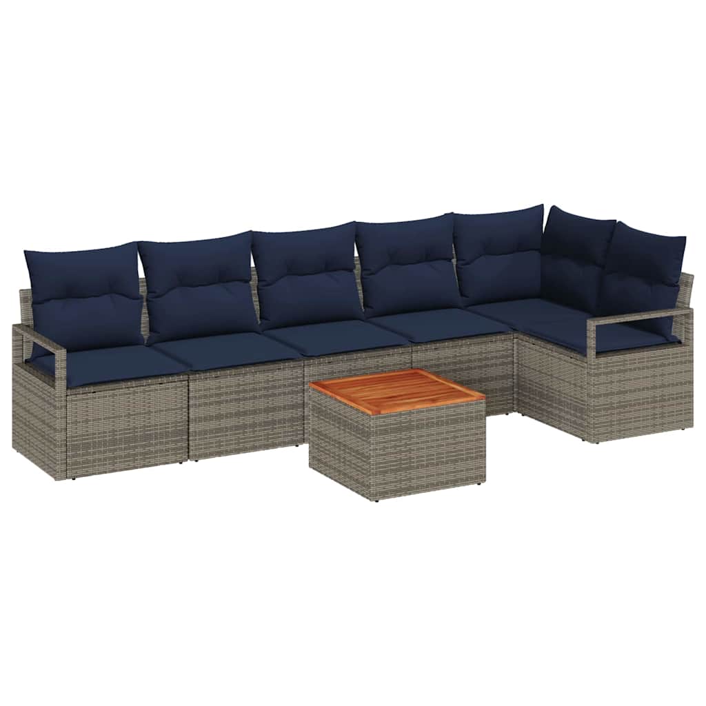Ensemble de canapé de jardin avec coussin 7 pcs Gris polyrotin