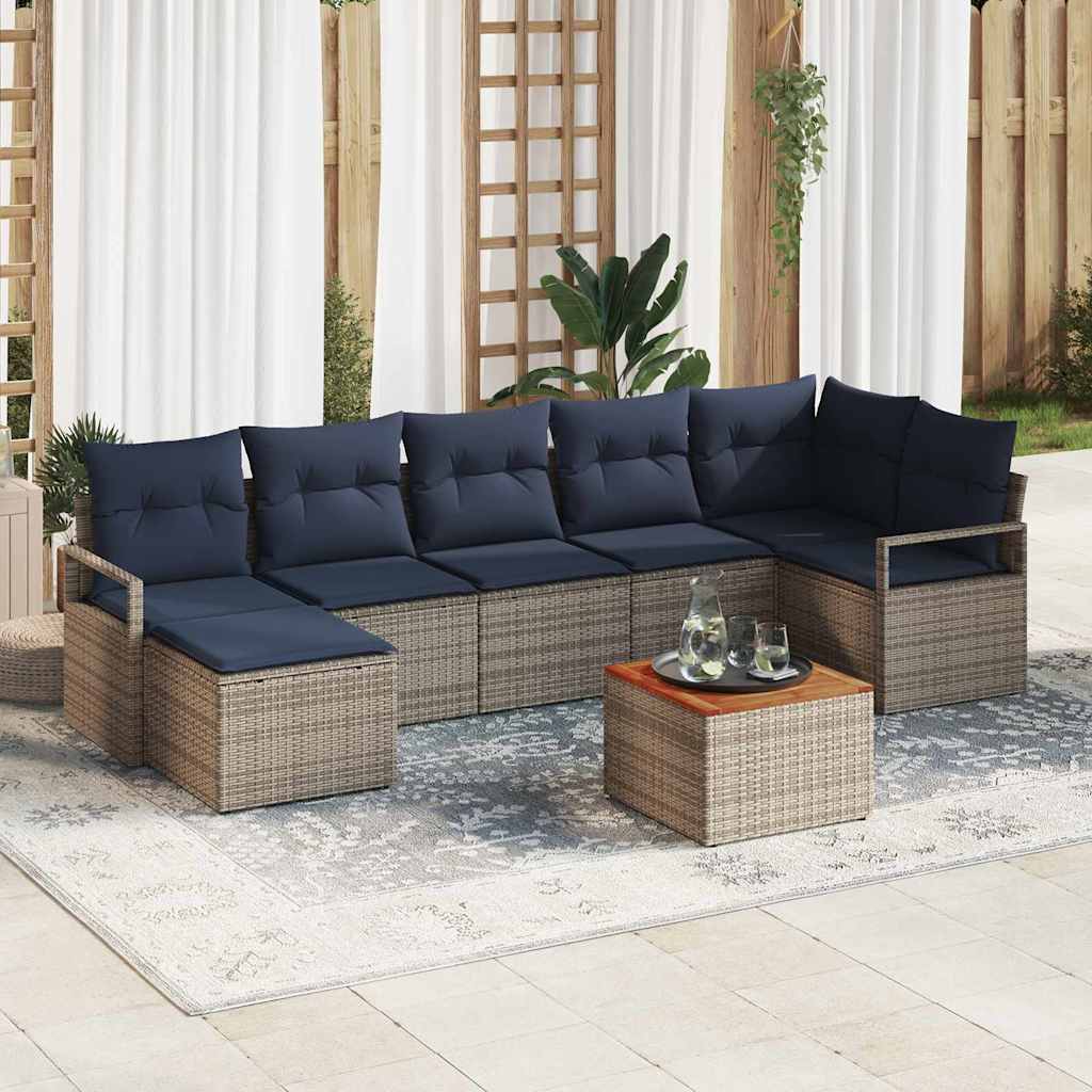 Ensemble de canapé de jardin 8 pc Gris polyrotin