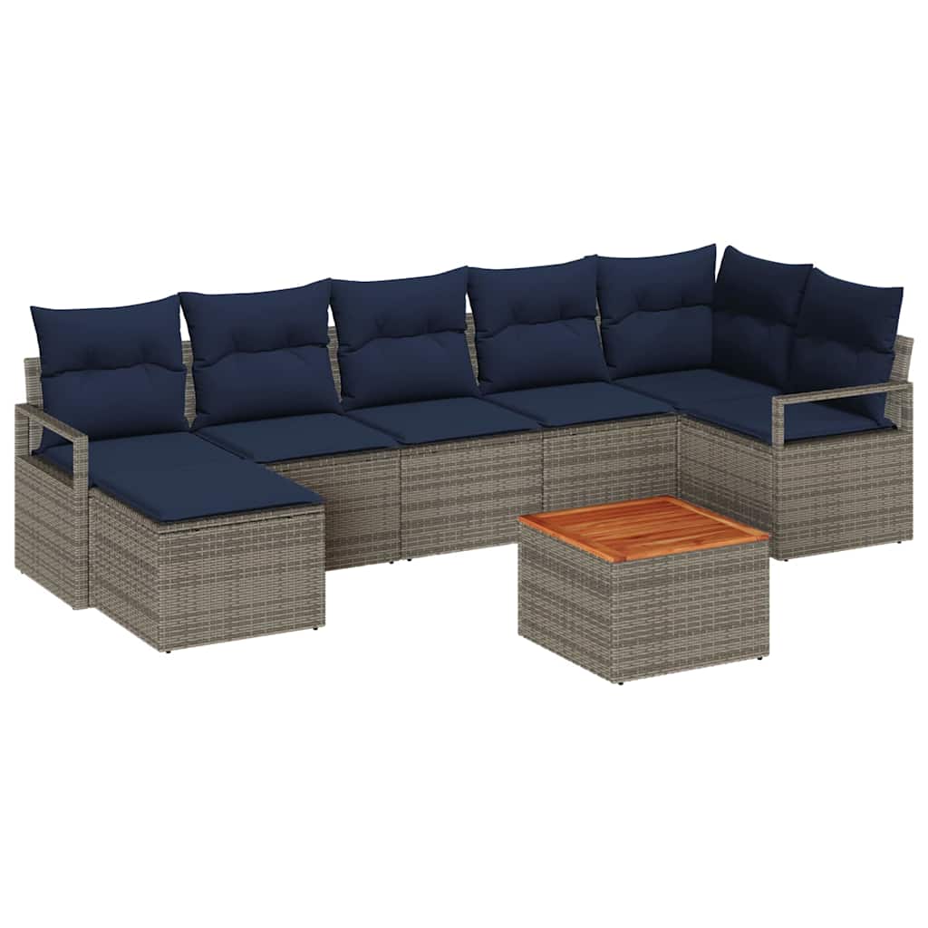 Ensemble de canapé de jardin 8 pc Gris polyrotin