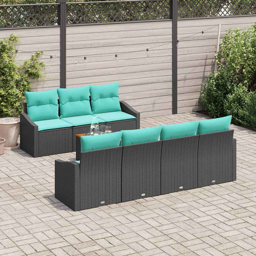 Ensemble de canapé de jardin avec coussin 8 pcs Noir polyrotin - XIOS