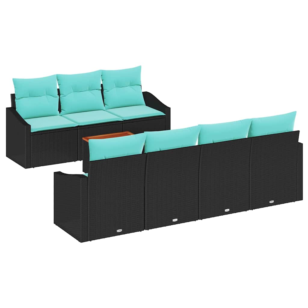 Ensemble de canapé de jardin avec coussin 8 pcs Noir polyrotin - XIOS