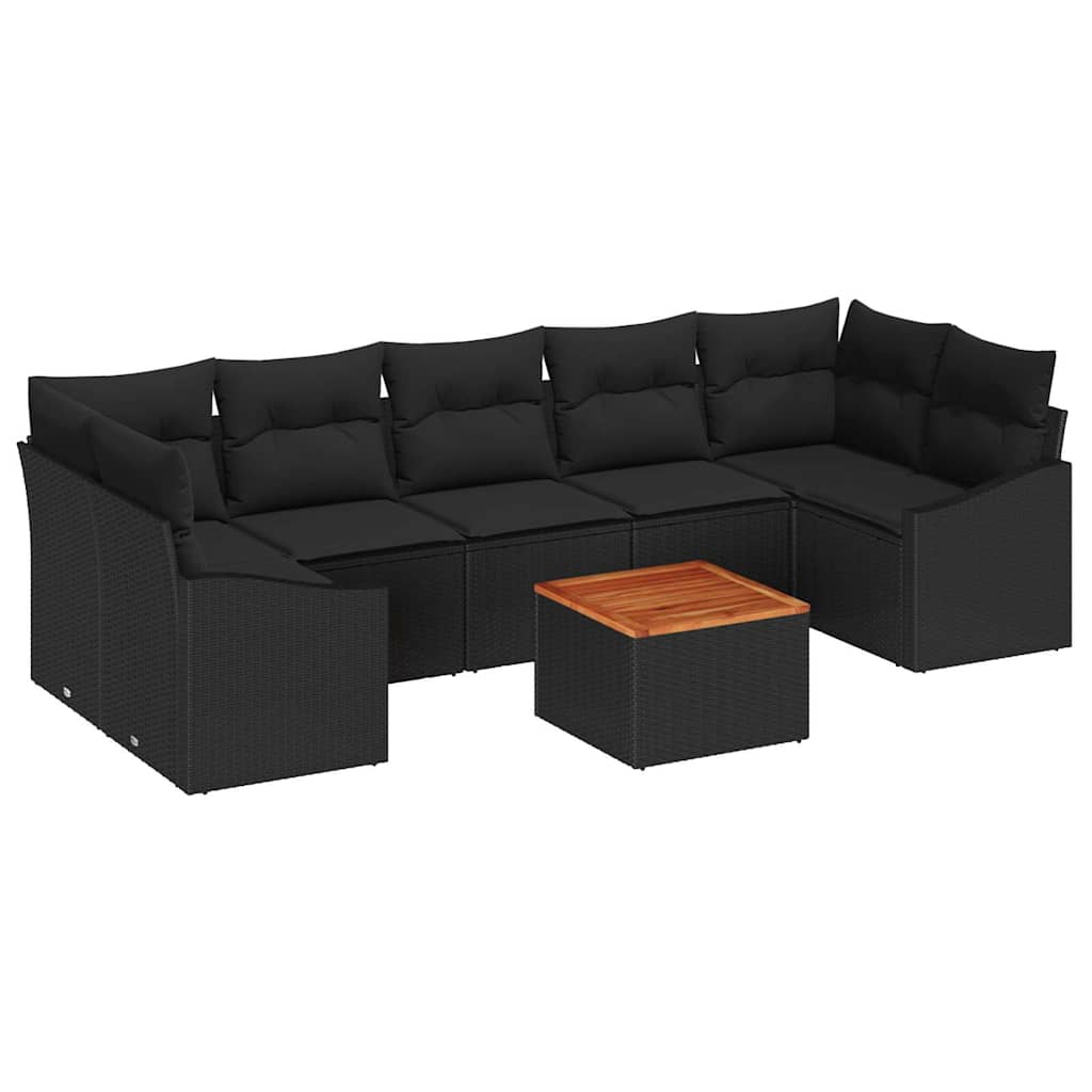 Ensemble de canapé de jardin avec coussin 8 pcs Noir polyrotin - XIOS