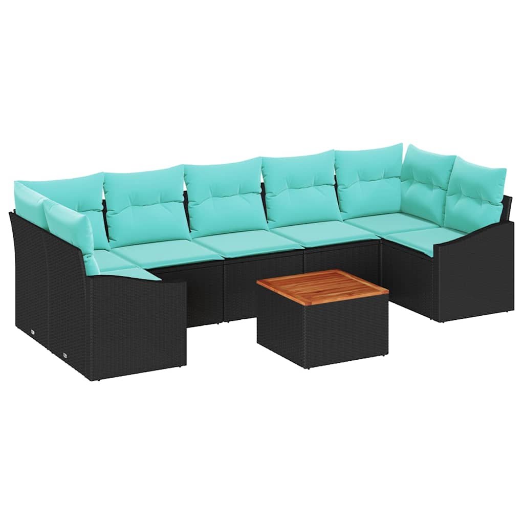 Ensemble de canapé de jardin avec coussin 8 pcs Noir polyrotin - XIOS