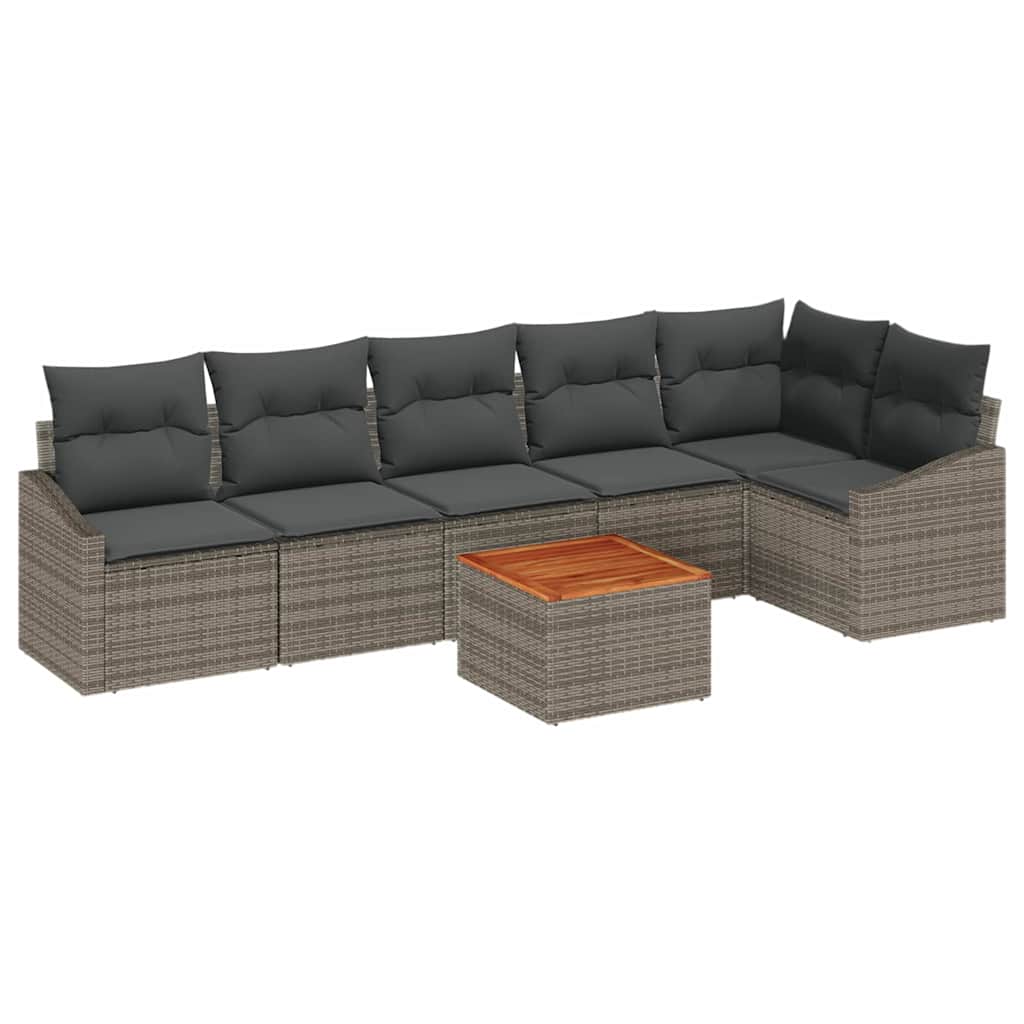 Ensemble de canapé de jardin 7 pc Gris polyrotin