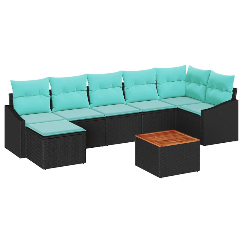 Ensemble de canapé de jardin avec coussin 8 pcs Noir polyrotin