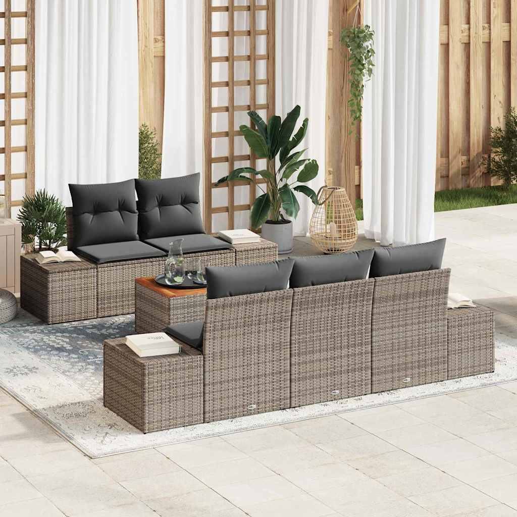 Ensemble de canapé de jardin avec coussin 6 pcs Gris polyrotin - XIOS