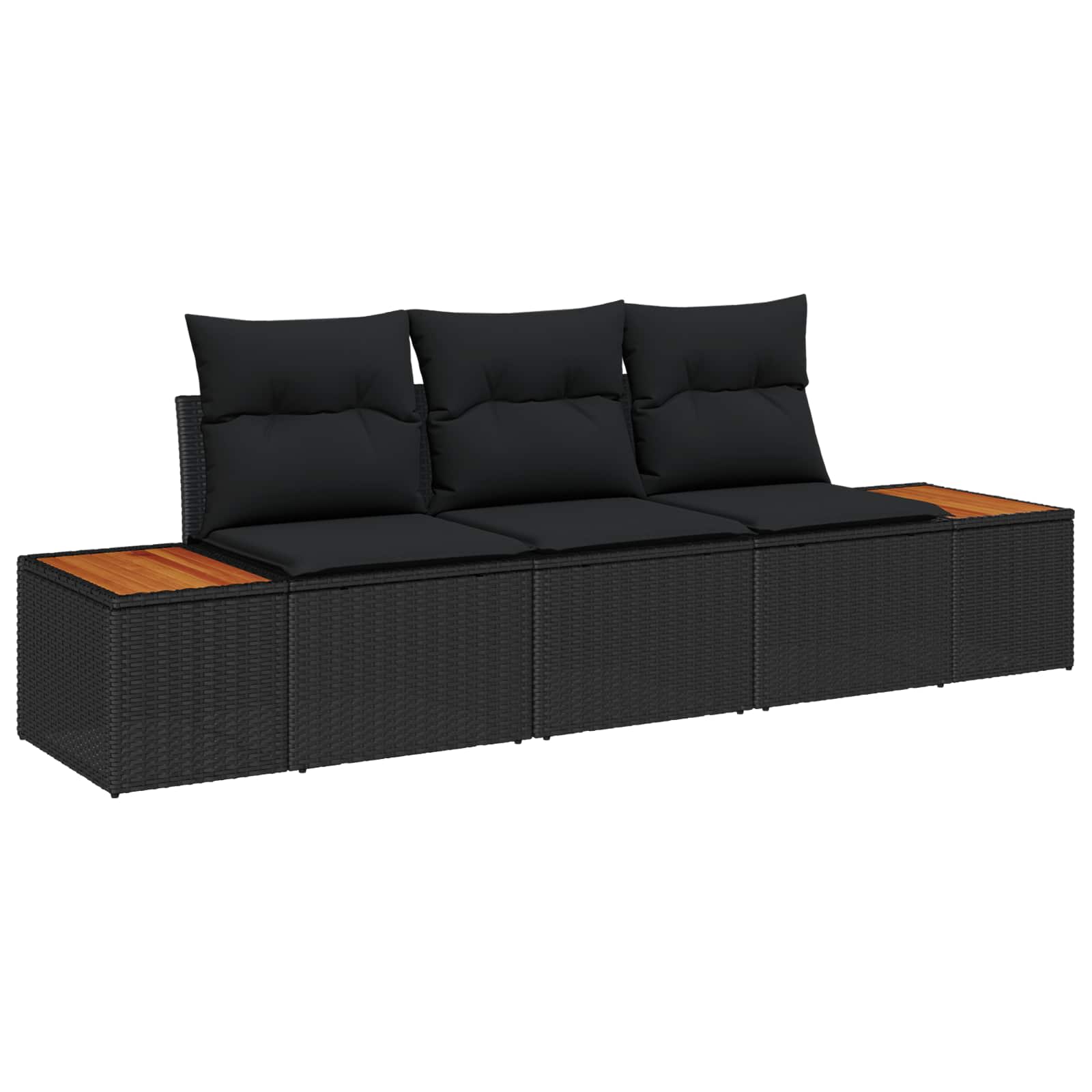 Ensemble de canapé de jardin 3 pc Noir polyrotin