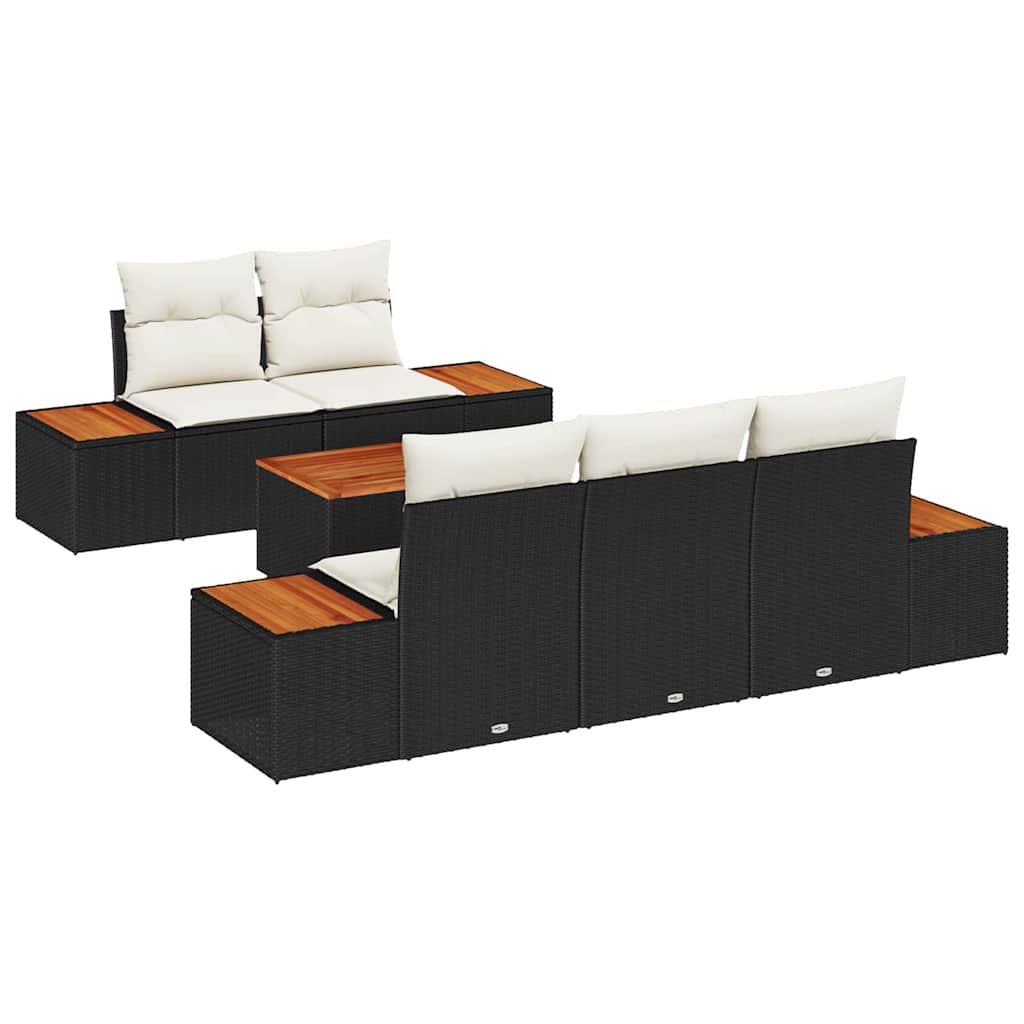 Ensemble de canapé de jardin avec coussin 6 pcs Noir Poly rotin - XIOS