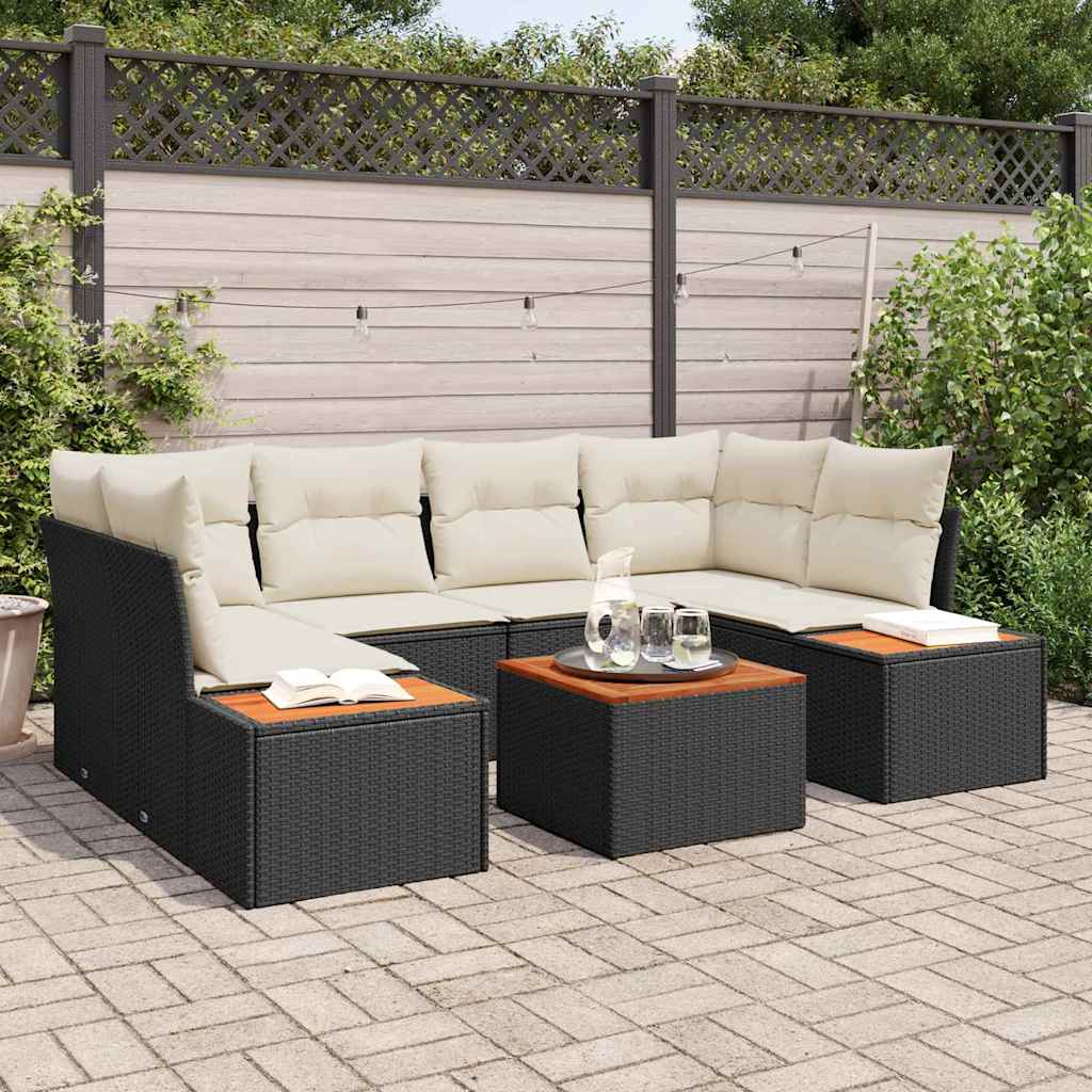 Ensemble de canapé de jardin avec coussin 6 pcs Noir Poly rotin