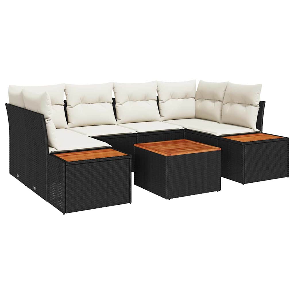 Ensemble de canapé de jardin avec coussin 6 pcs Noir Poly rotin
