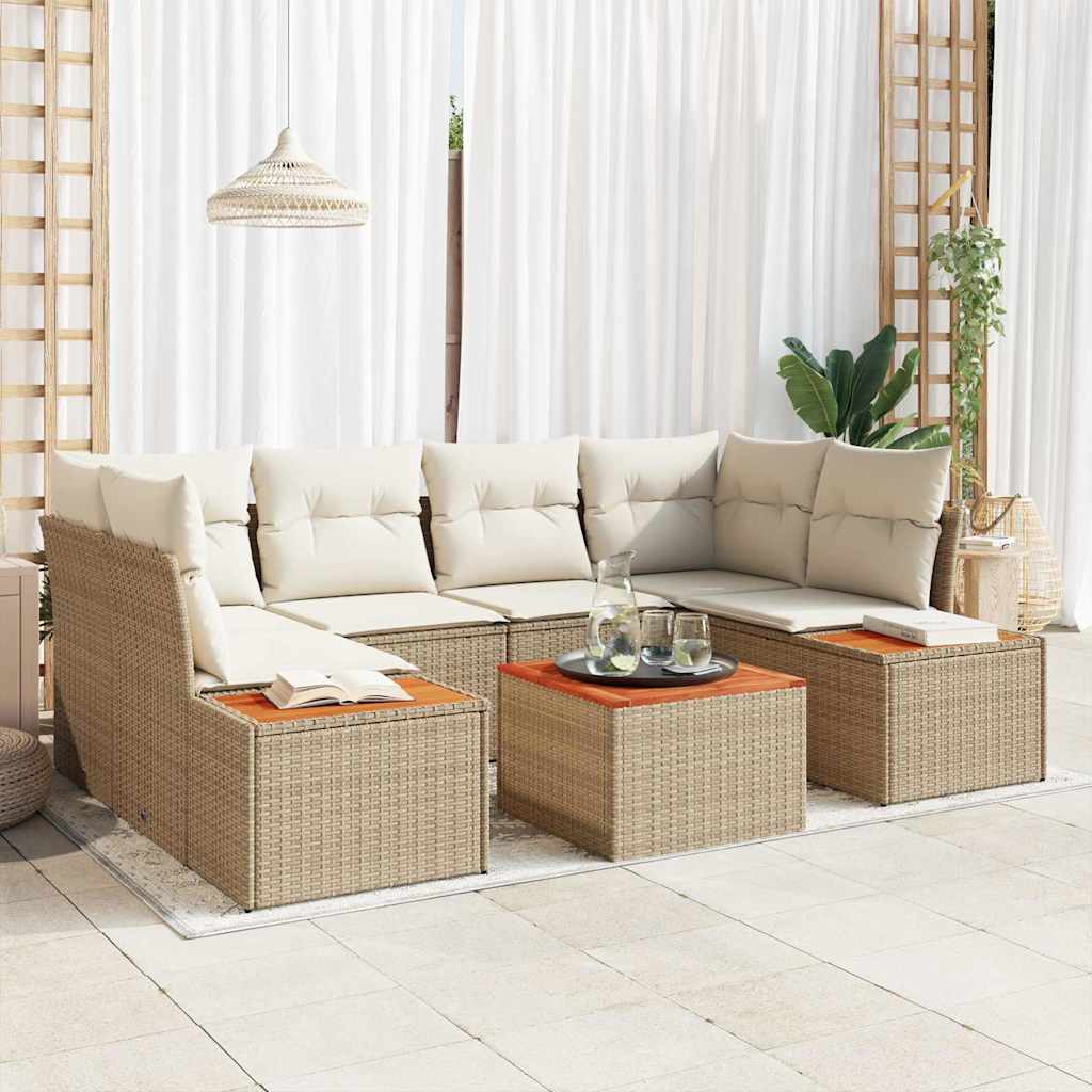 Ensemble de canapé de jardin 6 pcs Beige Poly rotin