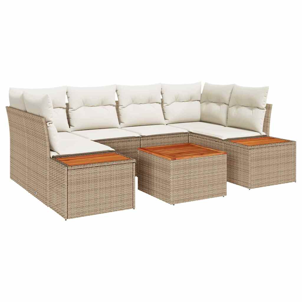 Ensemble de canapé de jardin 6 pcs Beige Poly rotin