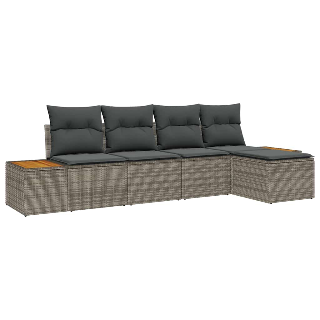 Ensemble de canapé de jardin 5 pc Gris Poly rotin