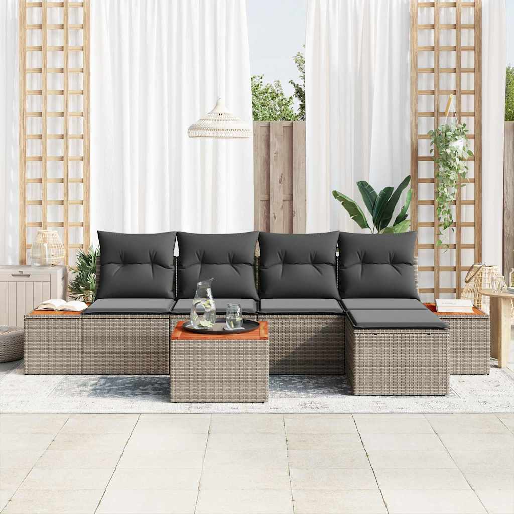 Ensemble de canapé de jardin 6 pc Gris Poly rotin