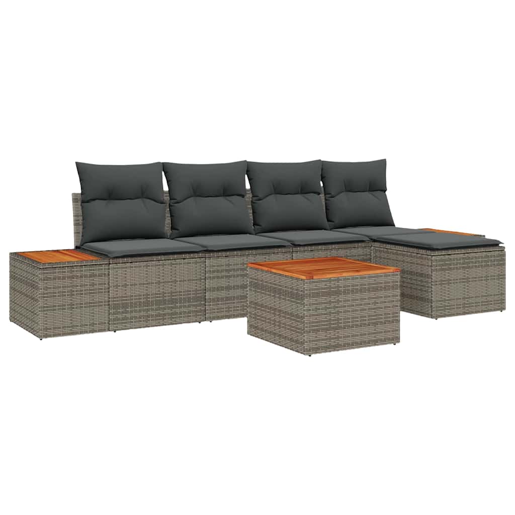 Ensemble de canapé de jardin 6 pc Gris Poly rotin