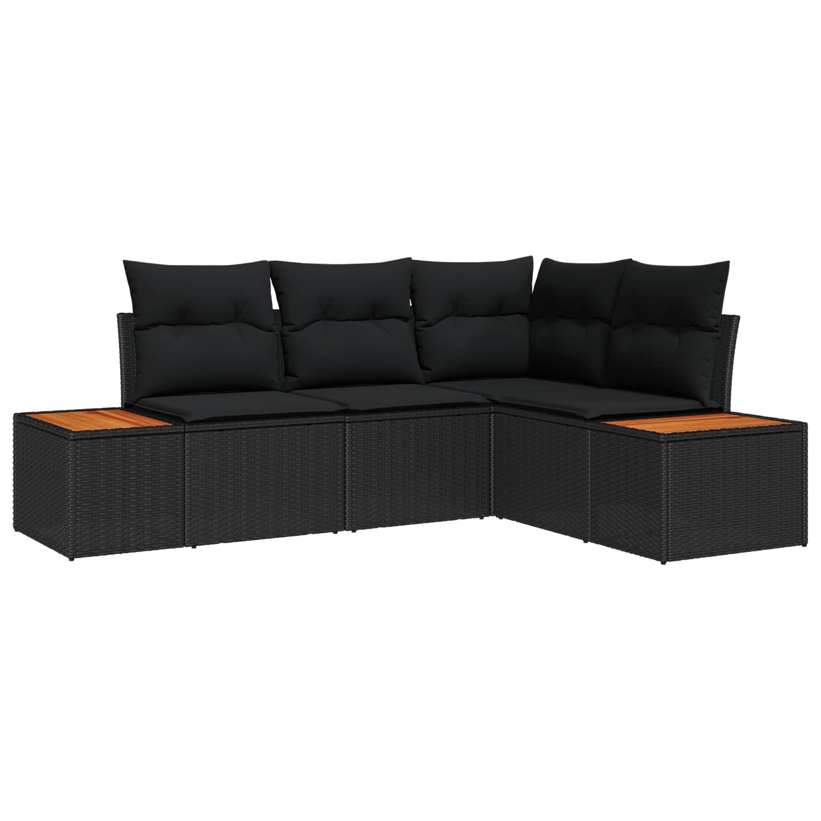 Ensemble de canapé de jardin 5 pc Noir Poly rotin