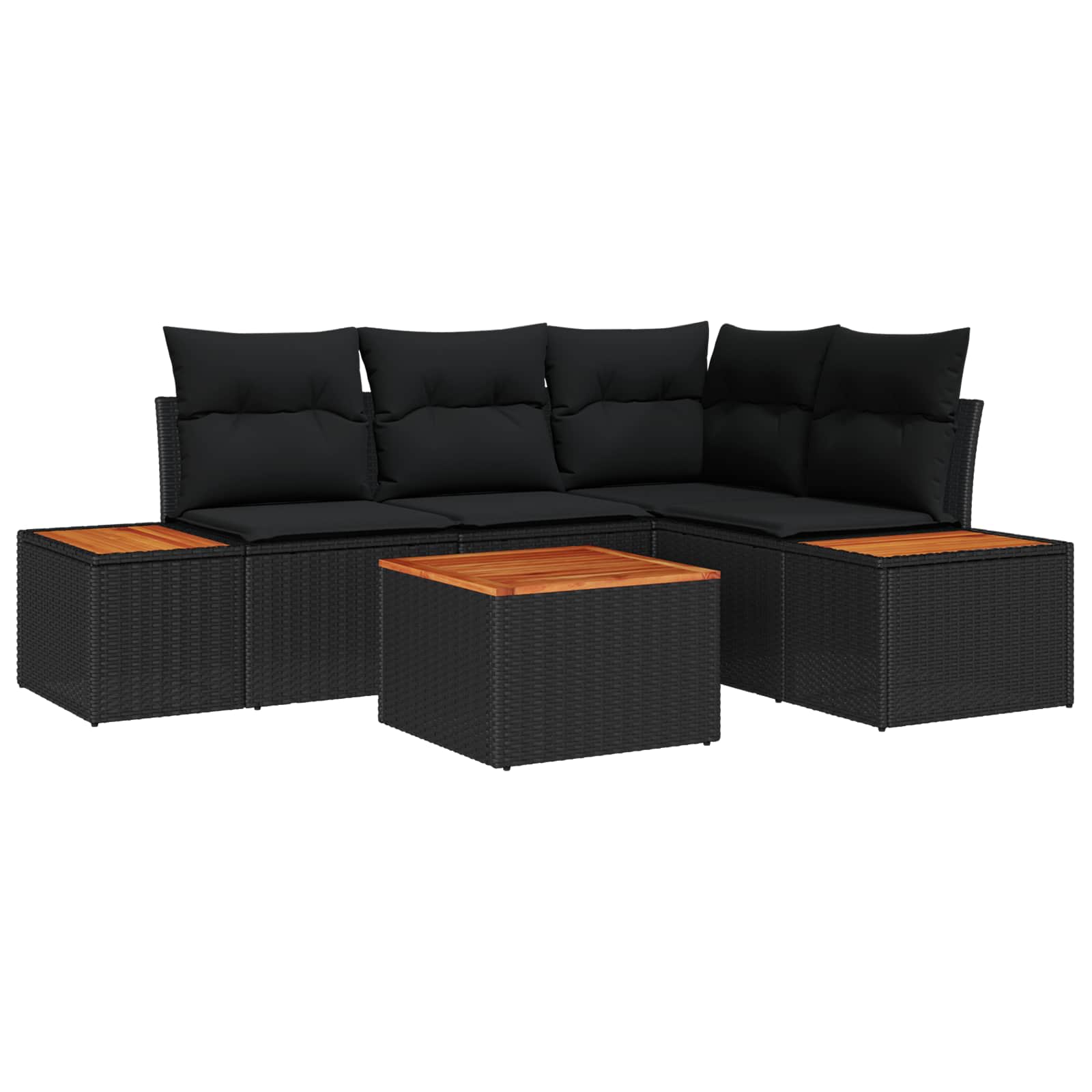 Ensemble de canapé de jardin avec coussin 5 pcs Noir Poly rotin