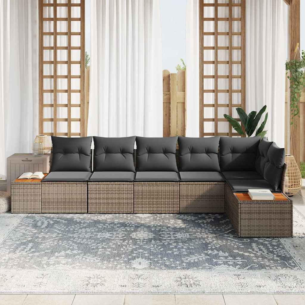 Ensemble de canapé de jardin 6 pc Gris Poly rotin