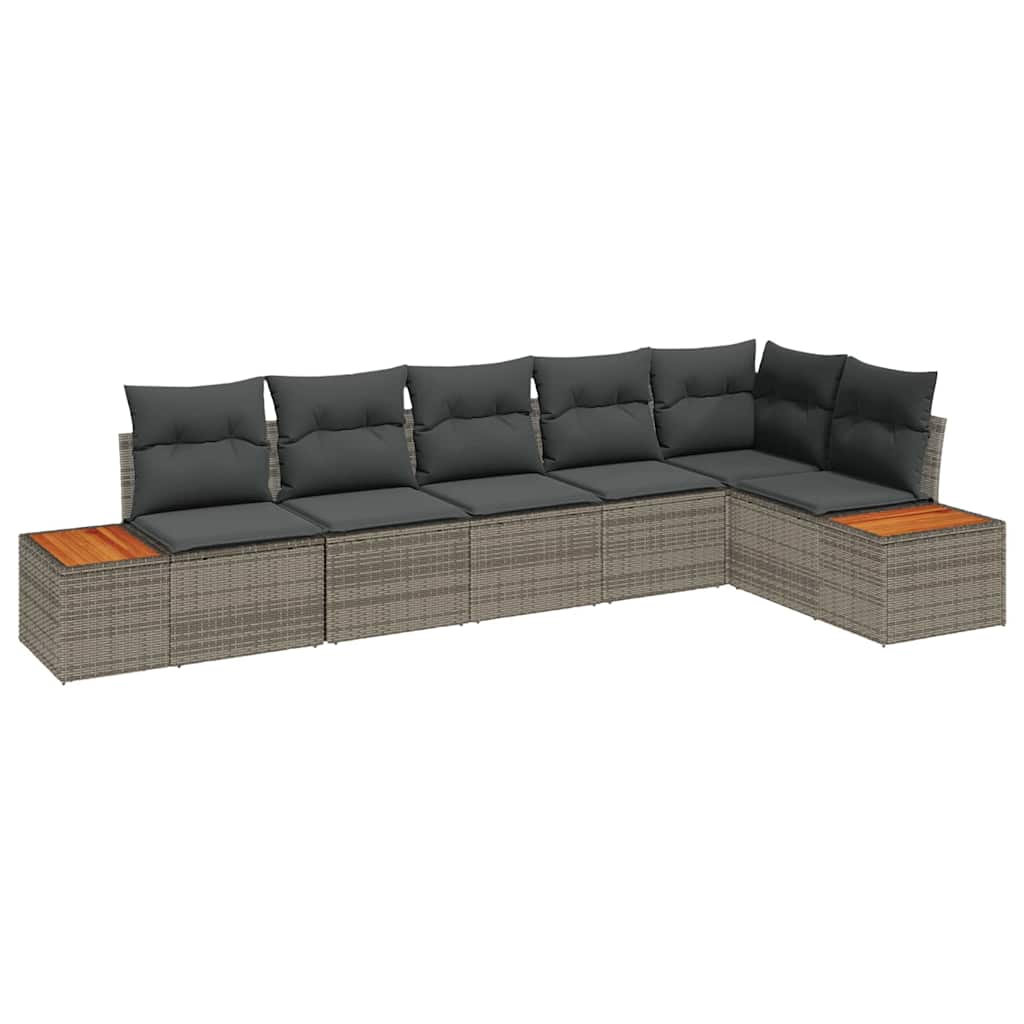 Ensemble de canapé de jardin 6 pc Gris Poly rotin