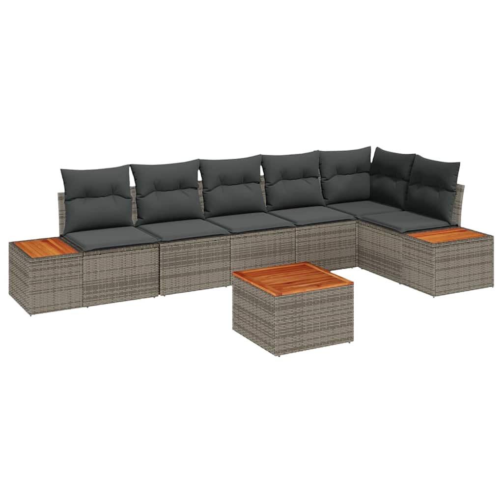 Ensemble de canapé de jardin avec coussin 7 pcs Gris Poly rotin