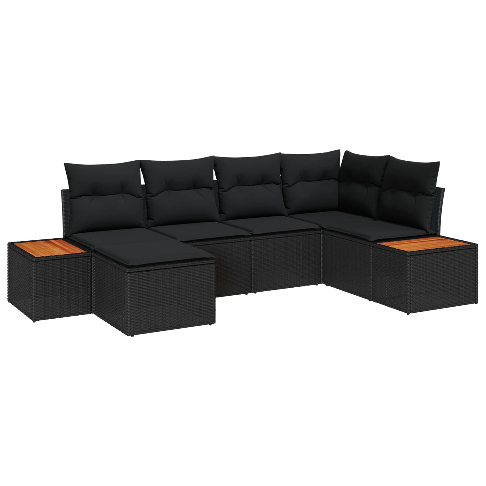 Ensemble de canapé de jardin avec coussin 6 pcs Noir polyrotin