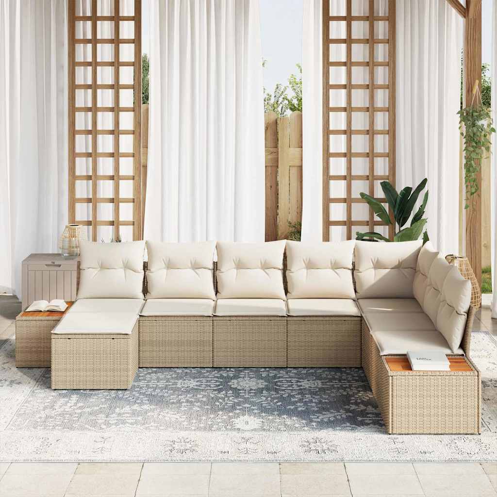 Ensemble de canapé de jardin 8 pcs Beige Poly rotin - XIOS