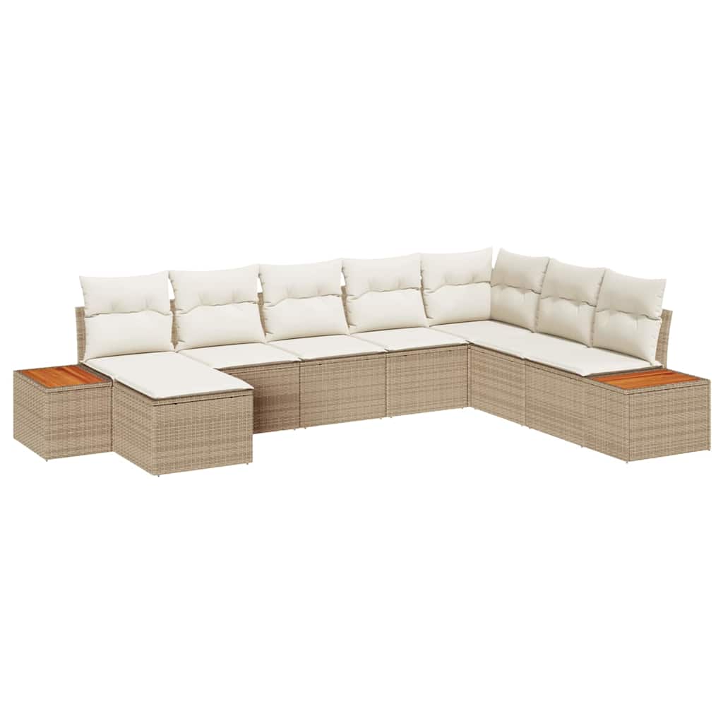 Ensemble de canapé de jardin 8 pcs Beige Poly rotin - XIOS