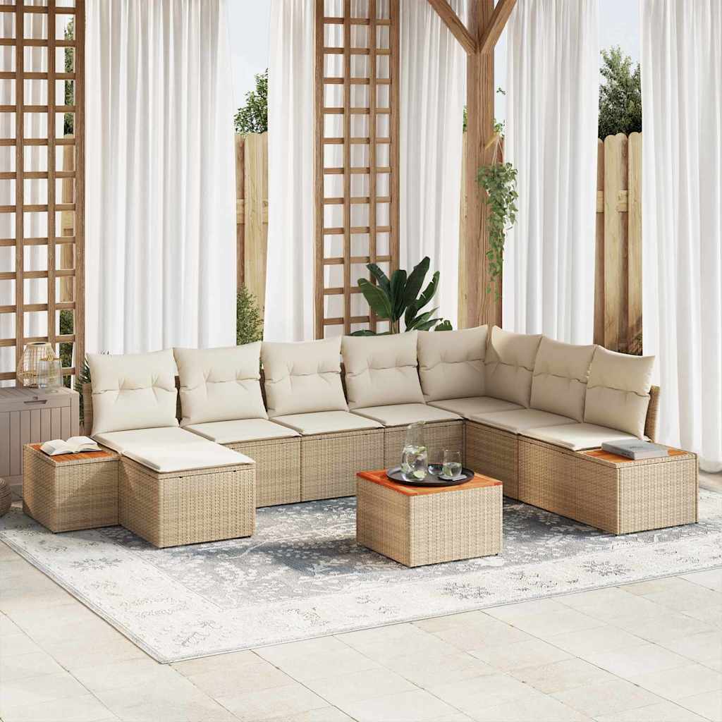 Ensemble de canapé de jardin 9 pcs Beige Poly rotin - XIOS