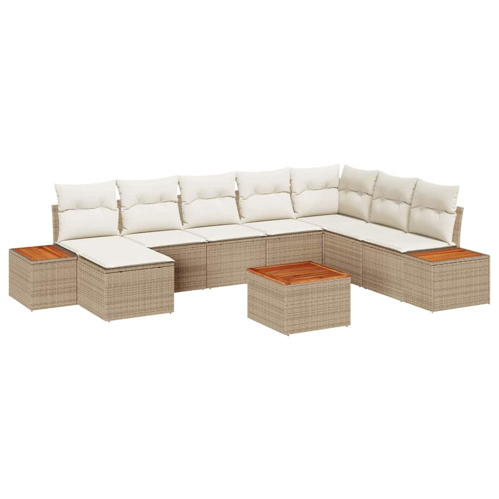 Ensemble de canapé de jardin 9 pcs Beige Poly rotin - XIOS