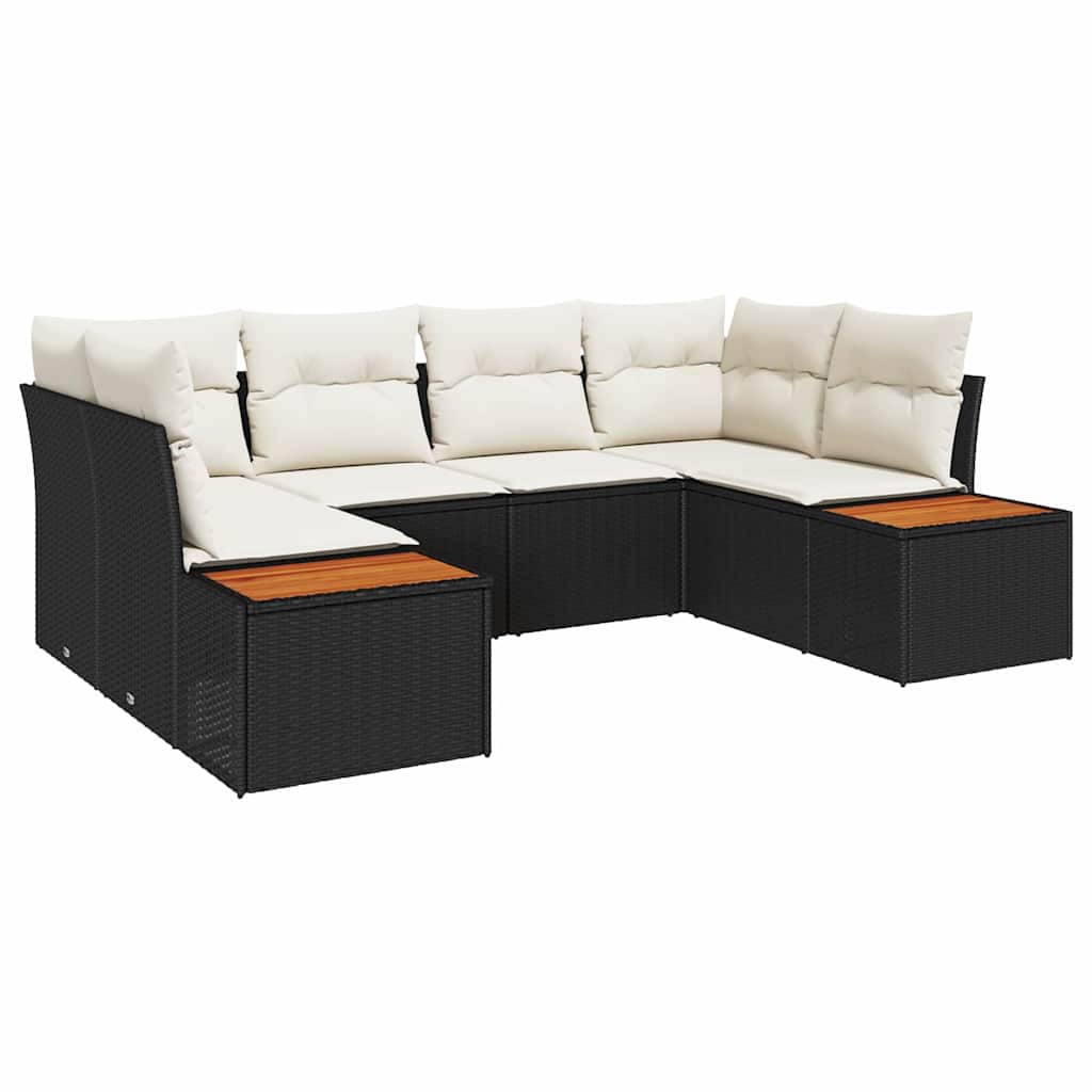 Ensemble de canapé de jardin avec coussin 6 pcs Noir polyrotin