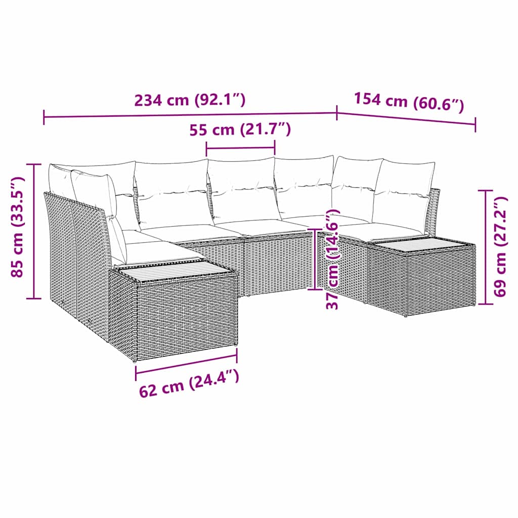 Ensemble de canapé de jardin avec coussin 6 pcs Noir polyrotin
