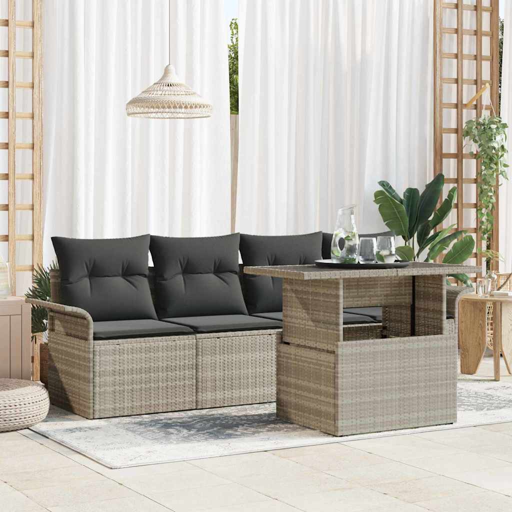 Ensemble de canapé de jardin 5 pc Gris clair polyrotin