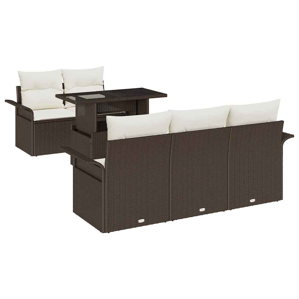 Ensemble de canapé de jardin 6 pcs Marron polyrotin