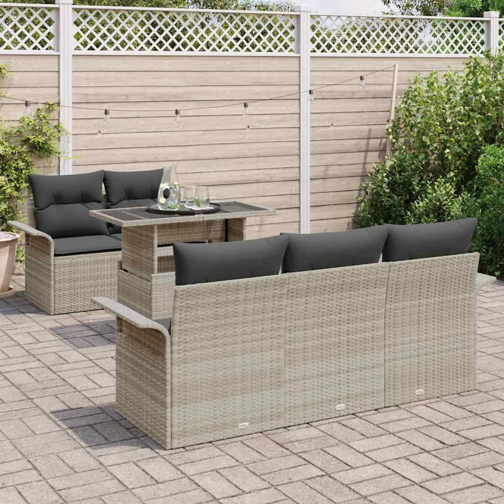 Ensemble de canapé de jardin 6 pcs Gris clair polyrotin